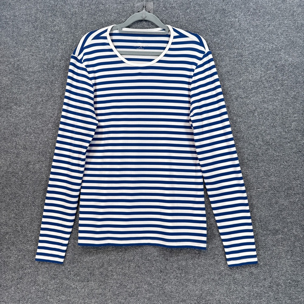 Tory Sport Shirt Women XL Blue White Striped Coolmax Long Sleeve Performance Tee